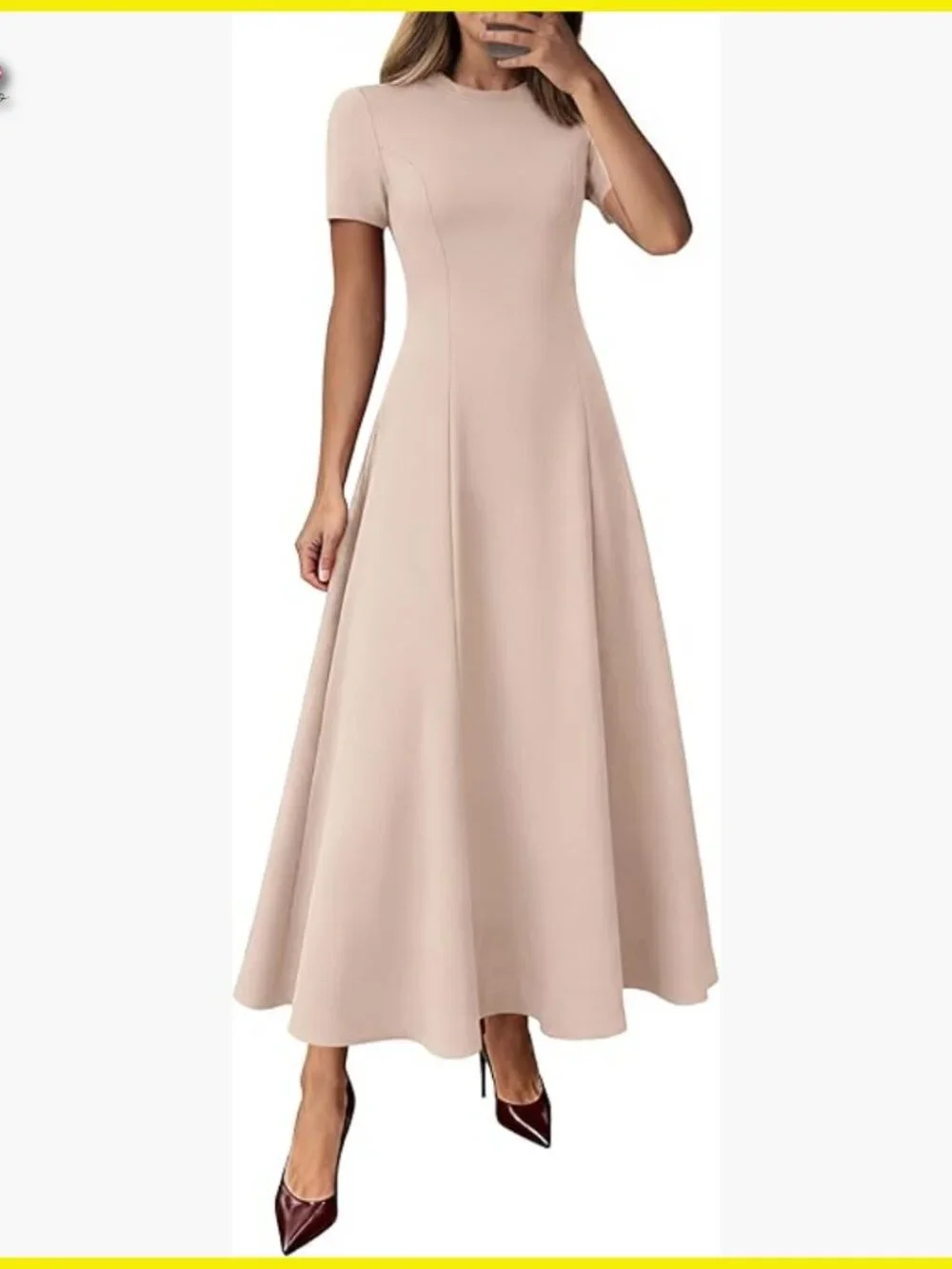 Short Sleeve Maxi Dress Flowy A-Line Formal Cocktail Wedding Guest Chic